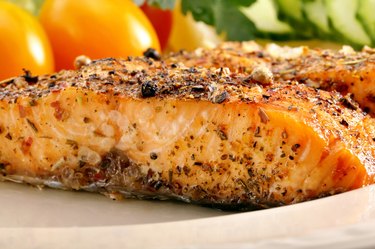 Roasted salmon with herbs and vegetables