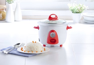 Electric rice cooking pot in the kitchen