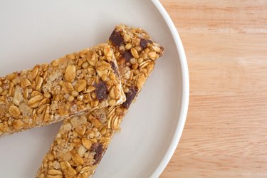 Chocolate chip granola bars on a plate