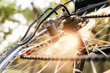 Close up of a Bicycle wheel with details.