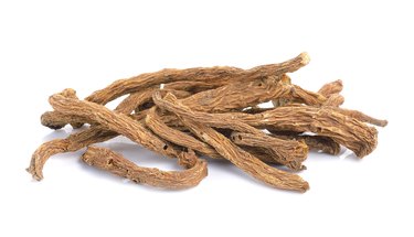 angelica sinensis herb on white background