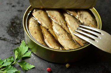 Can with smoked Baltic sprats.