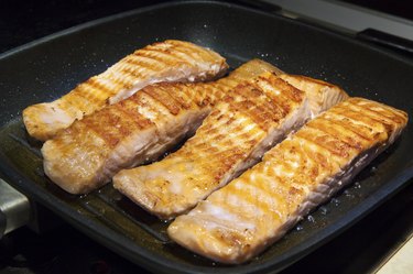 Pieces Salmon in a Pan