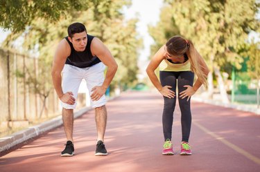 Couple tired after running together