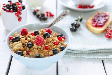 Granola with berries for breakfast