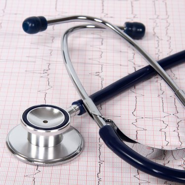 Stethoscope on the cardiogram