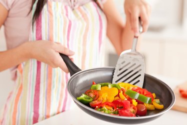 Vegetables being fried