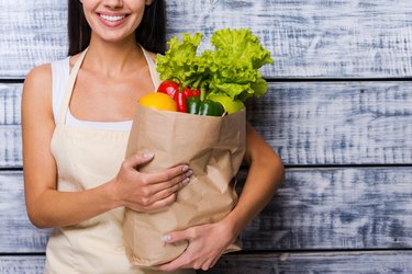 Carrying a healthy bag.