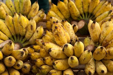 Closeup of tasty ripe bananas