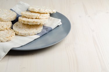 rice cakes on gray plate on a table