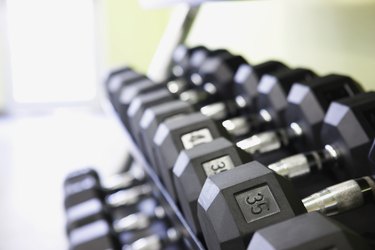 Row of Dumbbells on Rack