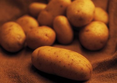 close-up of a stack of potatoes