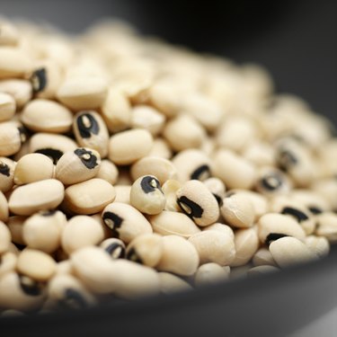 Close-up of bowl of black eyed beans