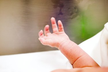 a baby in an incubator