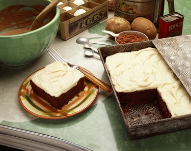 Chocolate cake in pan