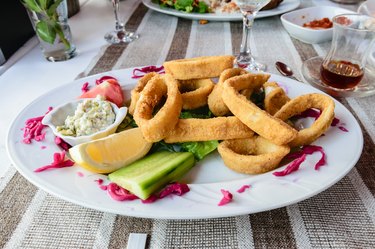 Seafood snacks, calamaris, squid rings