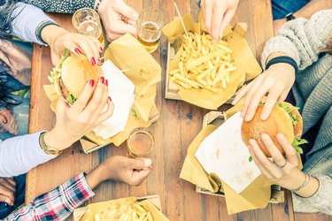 People eating and drinking