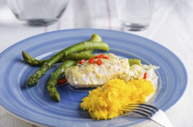 White fish with saffron rice