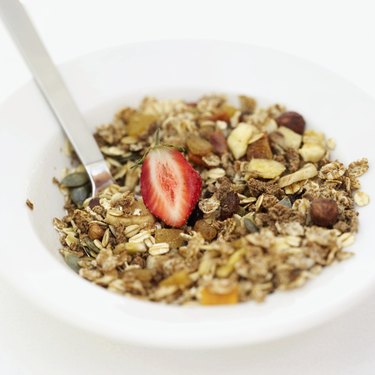 Close-up of a bowl of breakfast cereal