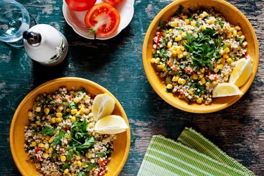 Quinoa salad in bowls for muscle building diet