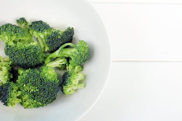 Broccoli in a White Bowl on a White Background