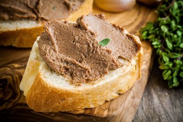 sandwiches with homemade chicken liver pate closeup