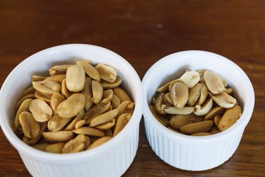 Salted peanuts. Nuts in a Small Bowl