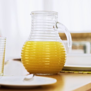 Close-up of a jug of orange juice