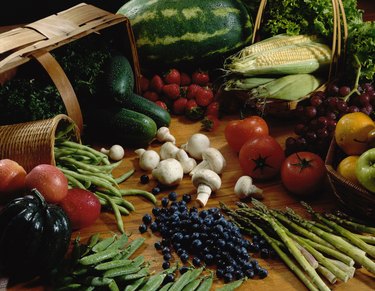 Close-up of various fruits and vegetables