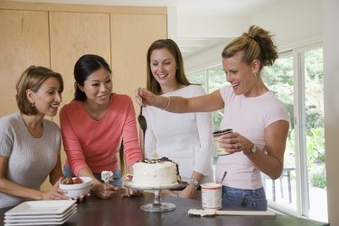 Baking cake in a dark pan