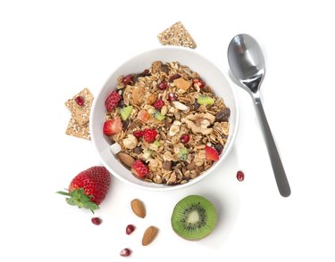 Muesli cereals bowl and spoon