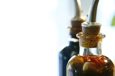 Bottle of extra virgin olive oil and balsamic vinegar