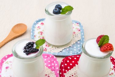 healthy breakfast with yogurt and berry, dieting, Rustic Style