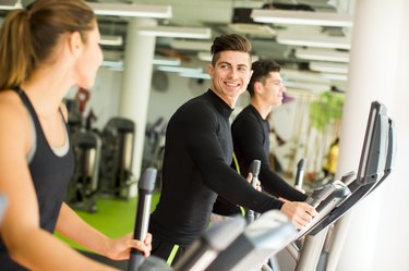 Young people training in the gym