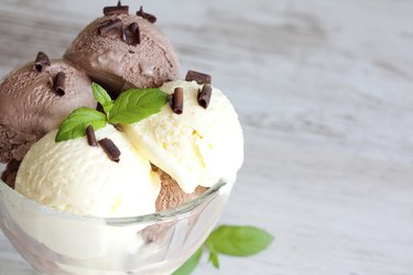 Ice cream vanilla and chocolate