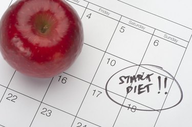 Dieting concept - Apple and Calender