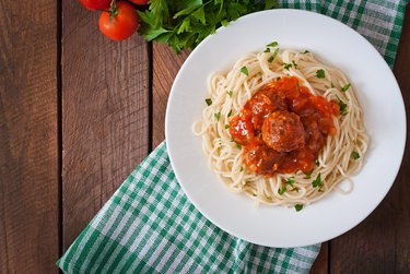 Pasta and meatballs with tomato sauce