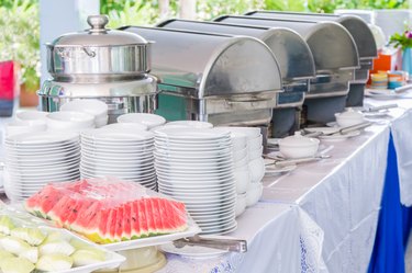 Many buffet trays.