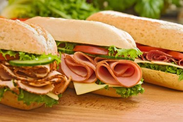 Turkey/chicken breast, ham & swiss and salami sandwiches