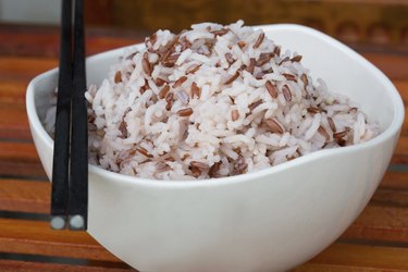 Brown rice in a bowl.