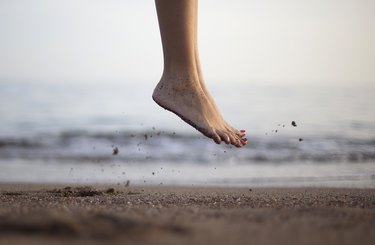 Jumping Foot shot on the beach