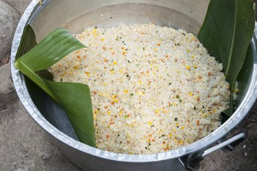 Fried rice on banana leaf