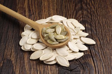 Pumpkin seeds in spoon