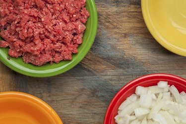 ground buffalo meat and onion