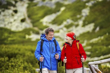 Senior couple hiking