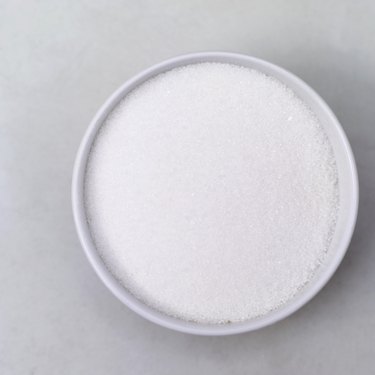 high angle view of a bowl of white sugar