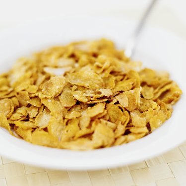 close-up of a bowl of corn flakes