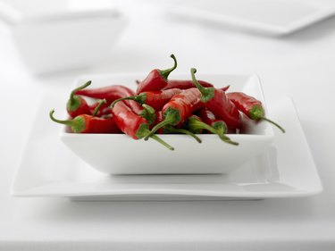 Close up of chilli peppers in bowl