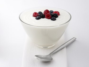 Close up of yogurt and fruit