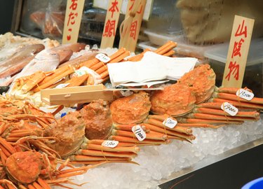 Group of Crab in japan traditional market